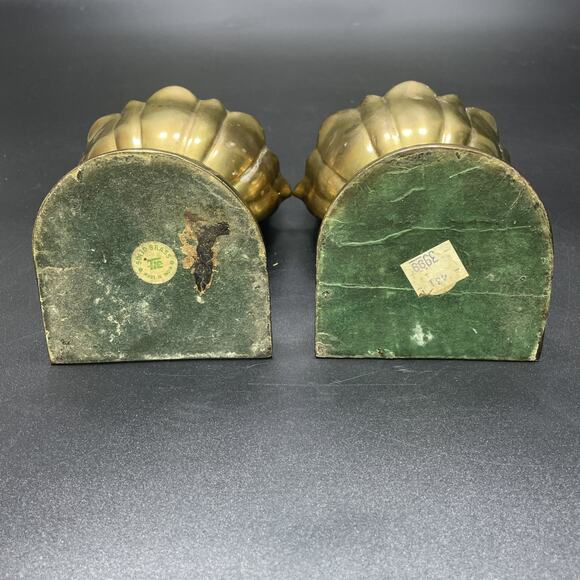 Pair of Vtg Tic Solid Brass Acorn/Artichoke Bookends Lacquered Patina 7" India - Picture 6 of 8